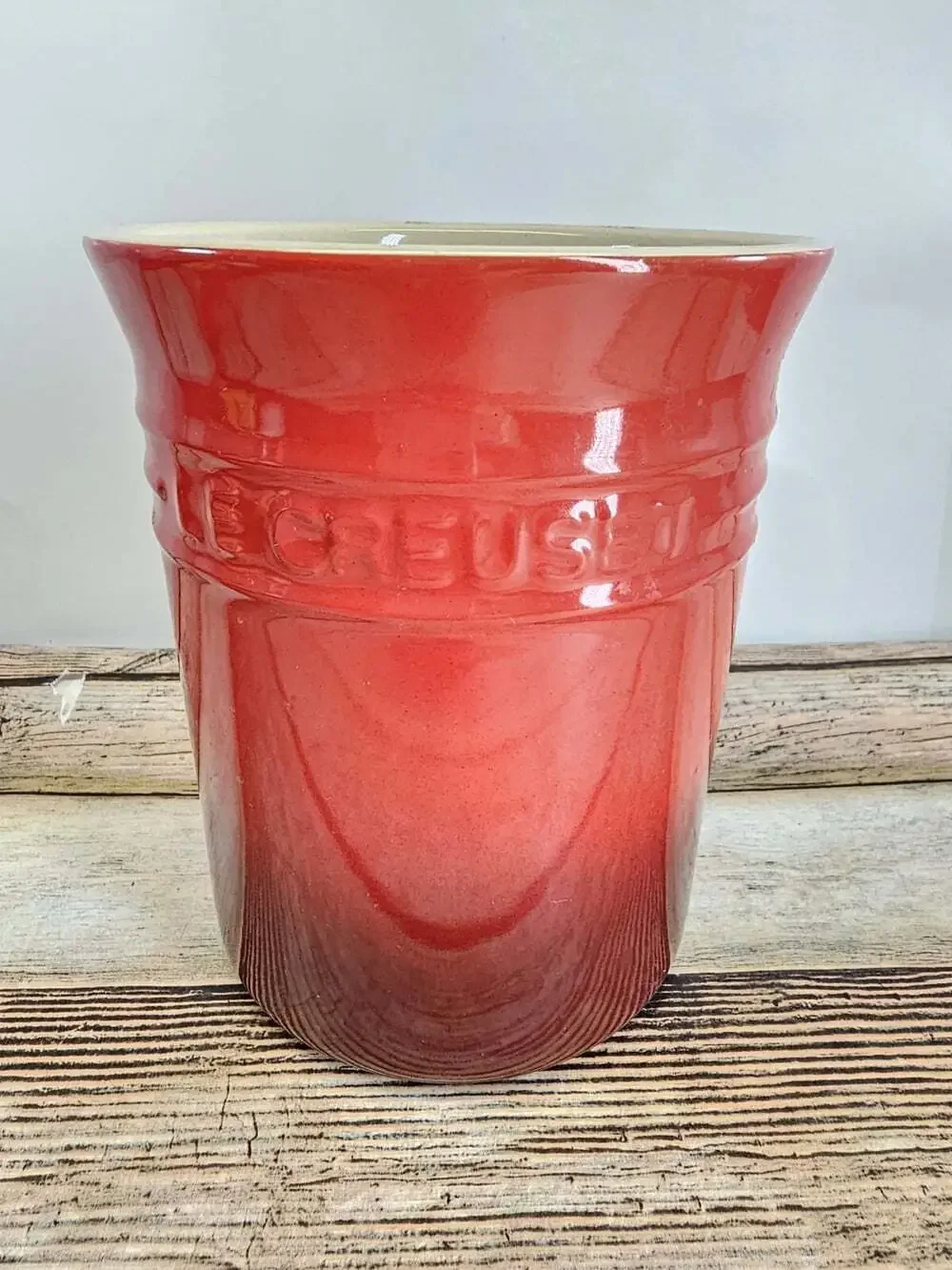 Le Creuset Stoneware Utensil Crock Holder Cerise Cherry Red Ombré 5x6in